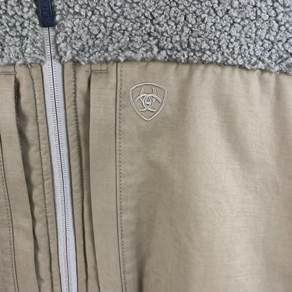 Ariat Sherpa Fleece Jacket‎ Mens XL Tan Full Zip Western Ranch Outdoor